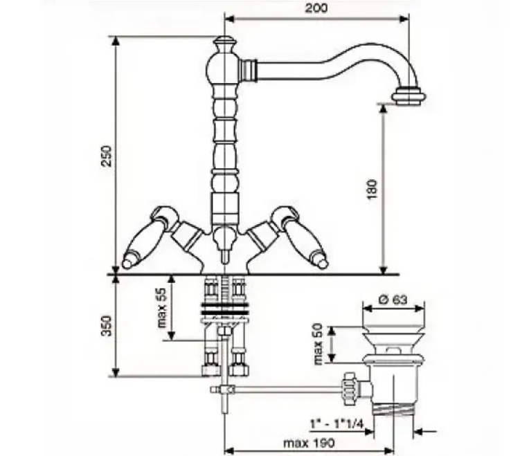 Змішувач кухонний Emmevi DECO old ретро Бронзовий (BR12613) - фото 2 Змішувач кухонний Emmevi DECO old ретро Бронзовий (BR12613) - фото 2