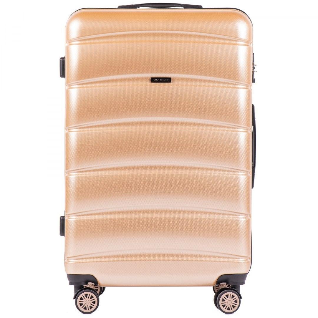 Чемодан Wings PC160 поликарбонат большой 83 л на 4 сдвоенных колесах Шампань