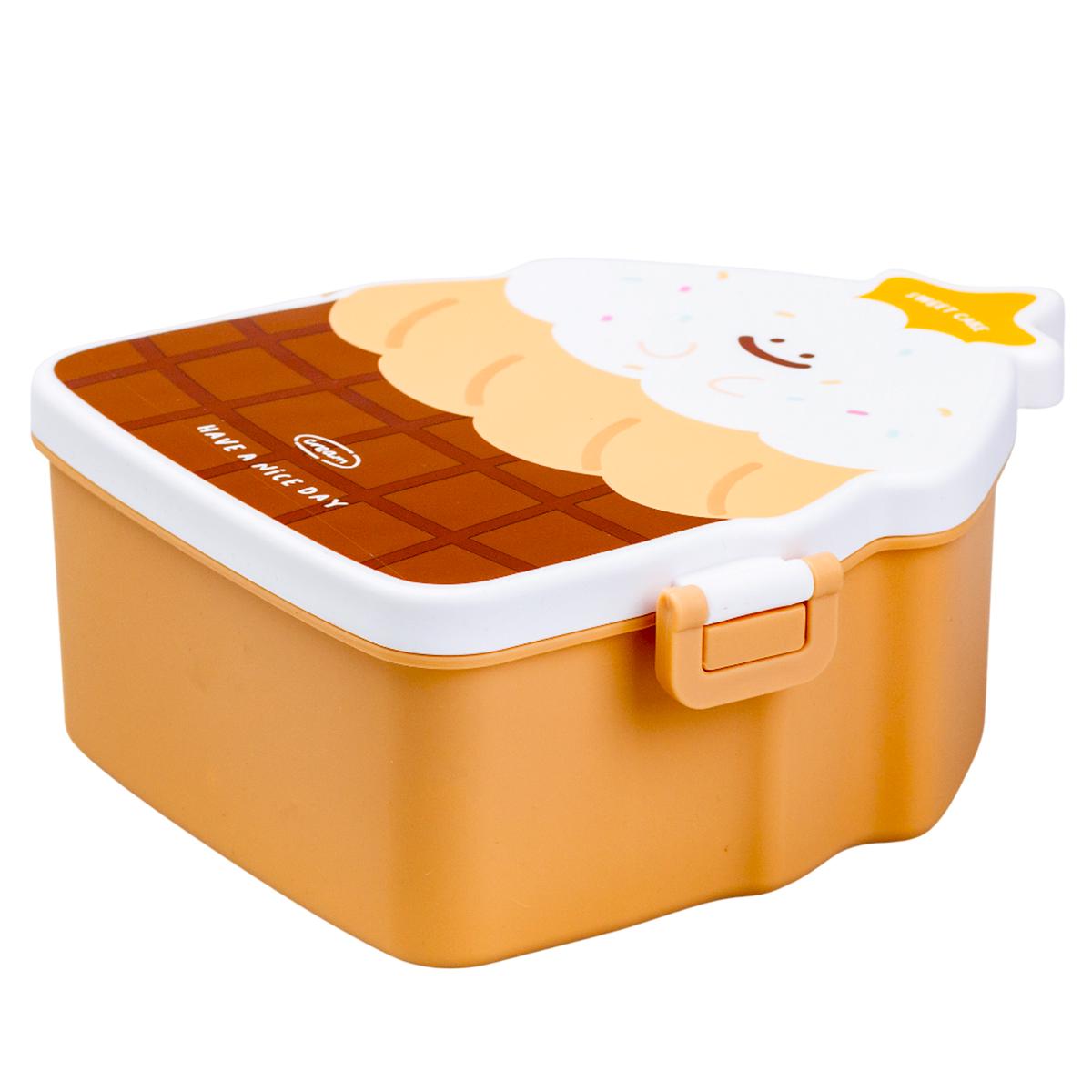 Ланч-бокс дитячий зі столовими приборами Cake 20х18х8 см Шоколадний (HP12271BR)