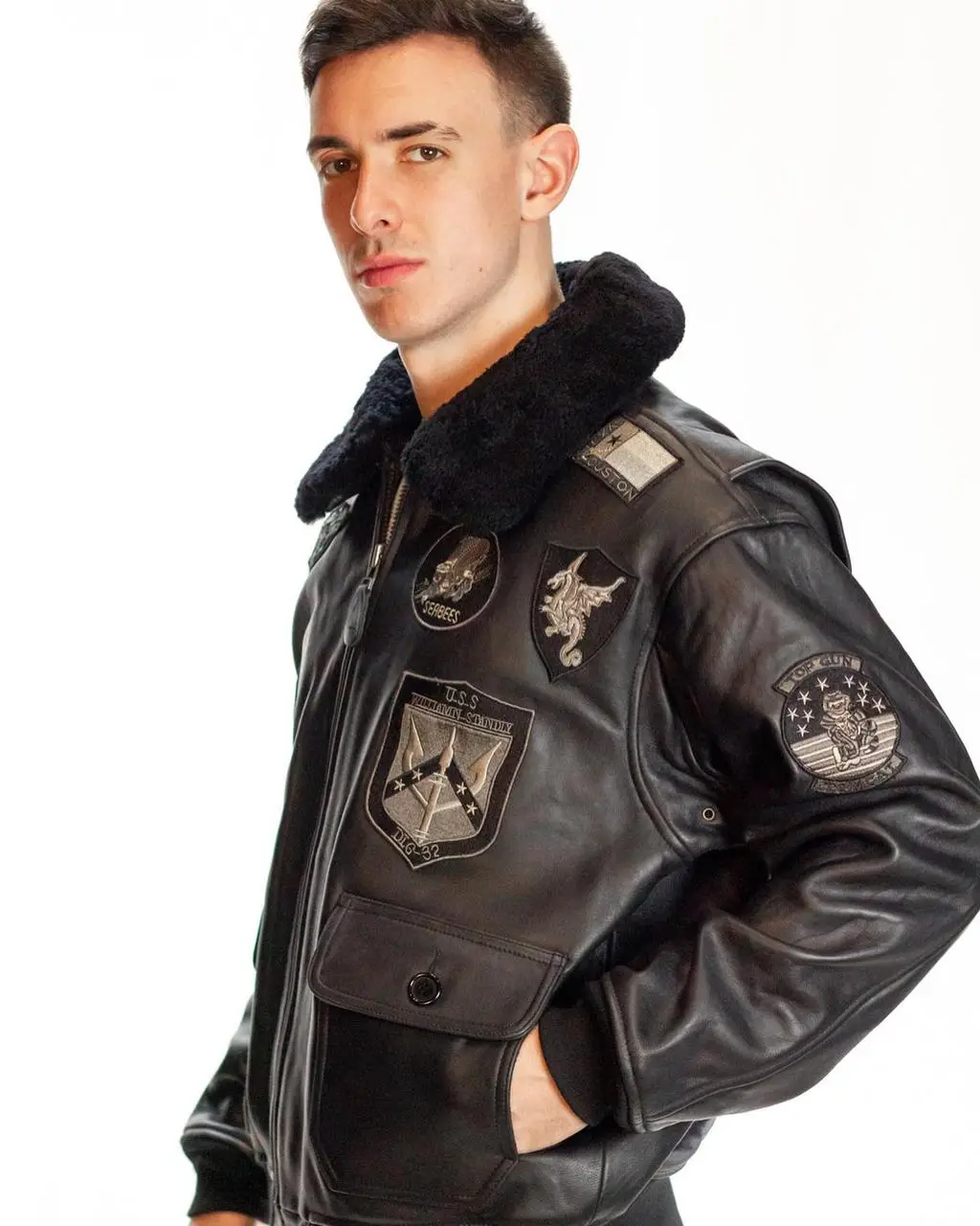 Куртка кожаная Top Gun Offical Signature Series Jacket 2XL Black (TopGunBLL) - фото 5