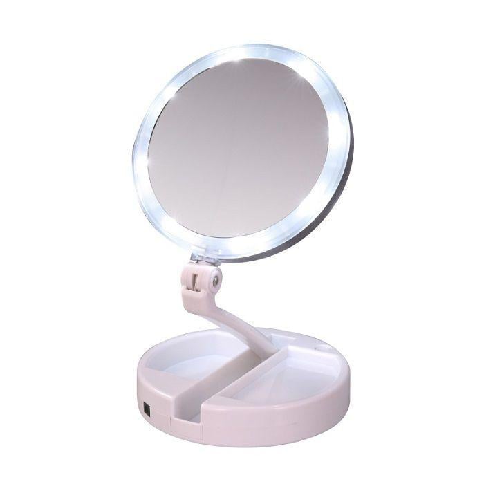 Дзеркало косметичне Fold Away Mirror XW-803 10x з підсвічуванням та органайзером (373103)