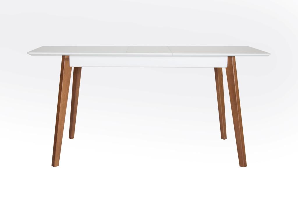 Обеденный стол раскладной деревянный 130x80+80 см Белый/Сингл (18445)