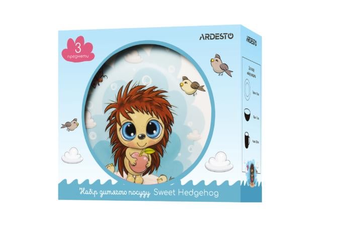 Набір дитячого посуду Ardesto Sweet hedgehog з порцеляни 3 пр. (AR3455HS) - фото 6