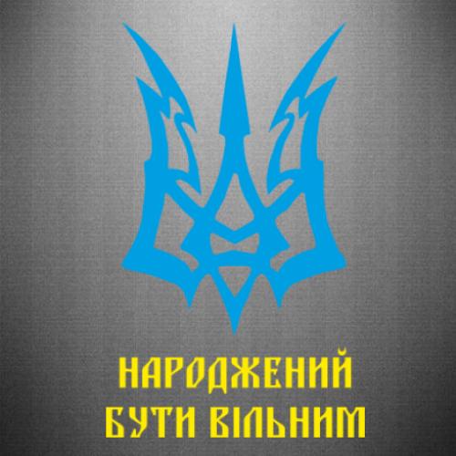 Наклейка "Народжений бути вільним" 24,9x40 см Голубой/Желтый (21563455)