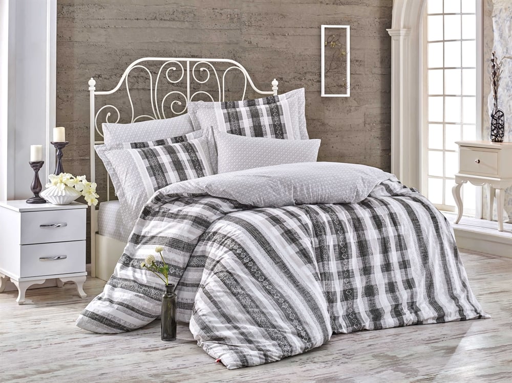 Комплект постельного белья Hobby Poplin Debora 200х220 см/50х70 см 2 шт. Серый