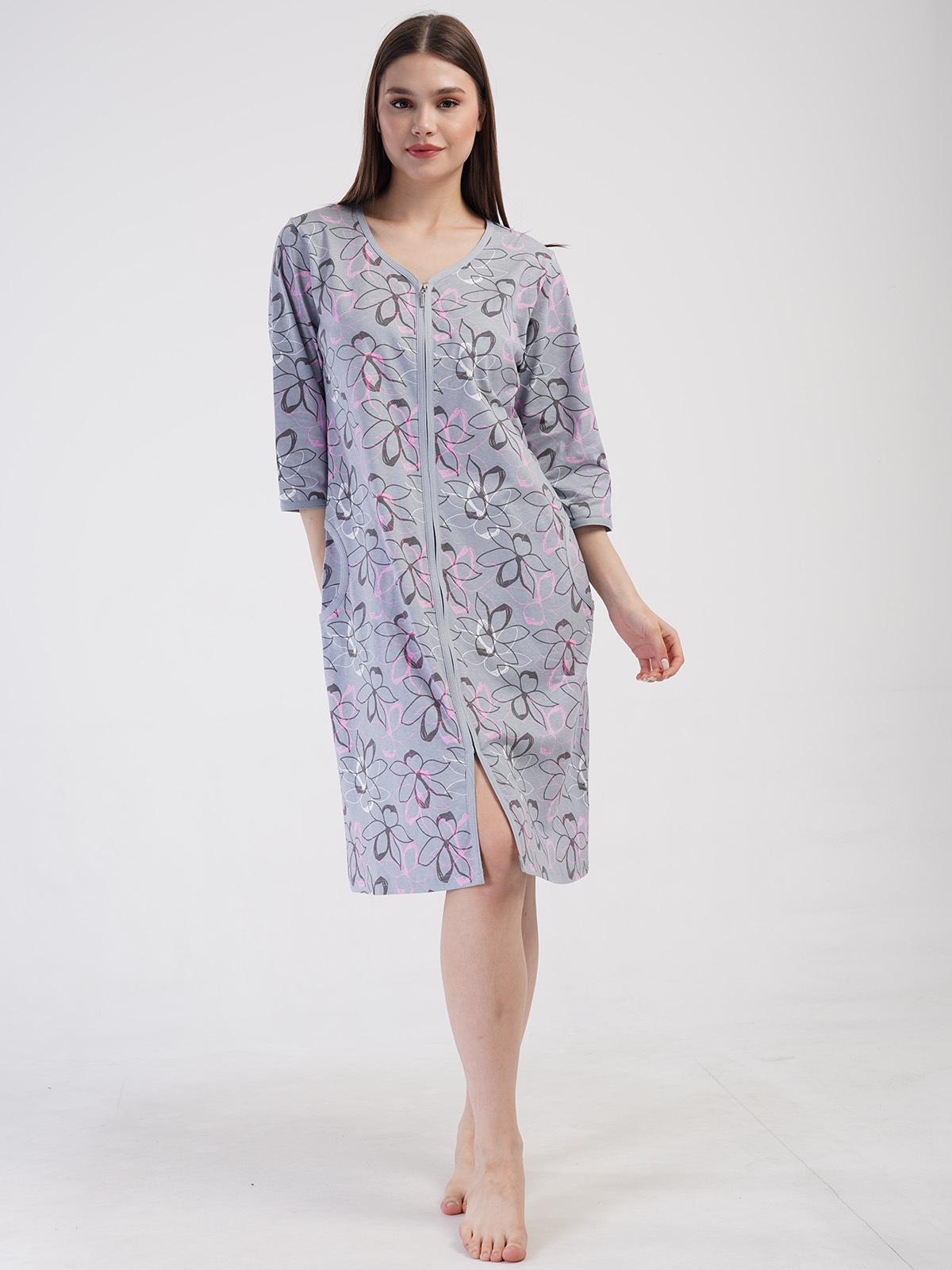 Халат хлопковый на молнии рукав 3/4 батальный - фото 6