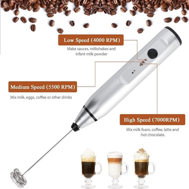 Капучинатор-міксер Electric Milk Frother AN-70 3 насадки Сріблястий - фото 9