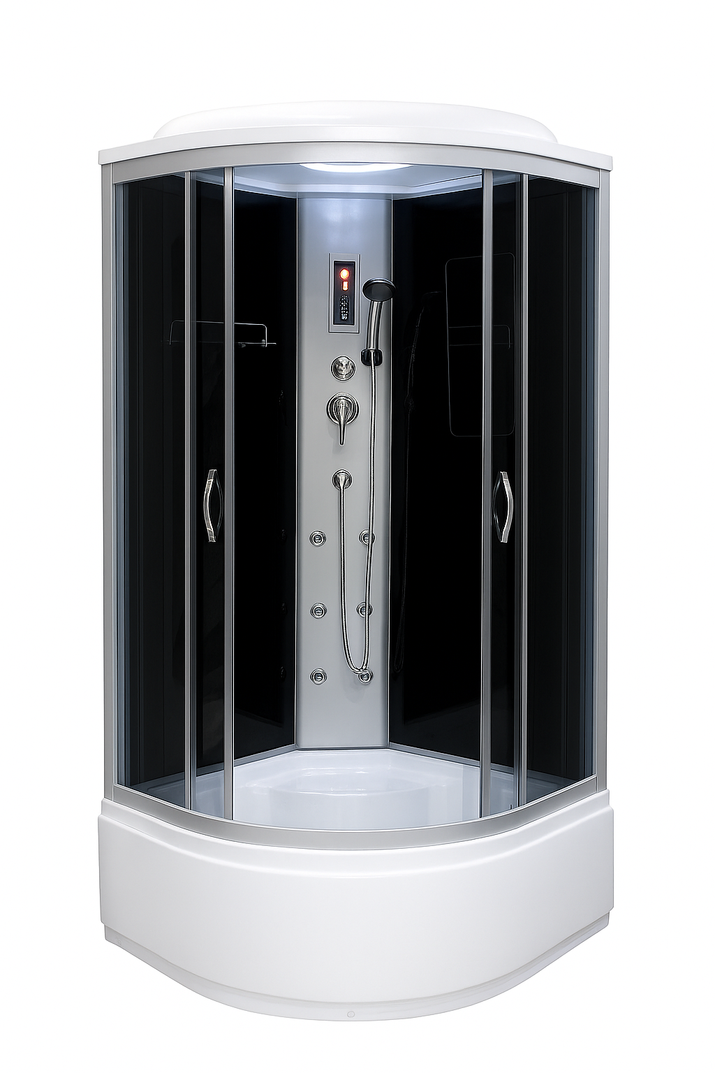 Душевой бокс закрытый KO&PO полукруглый с гидромассажем и электроникой поддон 40 см тонированное стекло 100x100х215 см (C10093) - фото 2