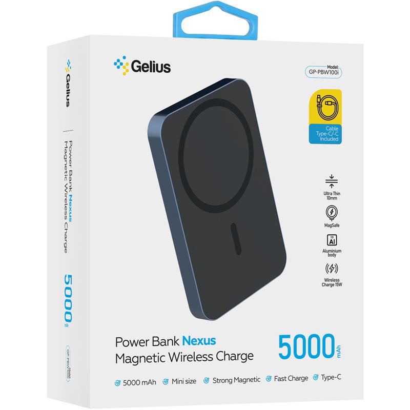 Повербанк Gelius Nexus Magnetic Wireless Charge 15W GP-PBW100i 5000 mAh (19597125) - фото 9