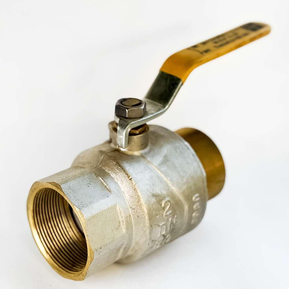 Кран шаровой для газа SANTAN PREMIUM 605 2" внутренний-наружный ручка Желтый (39889)