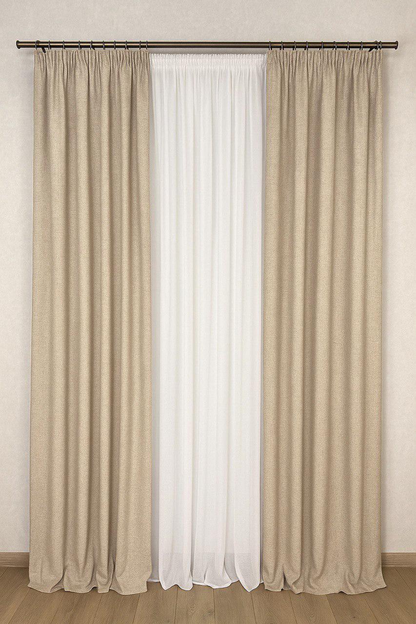 Комплект штор Лен-Рогожка 2 шт. 300x280 см Кремовый - фото 1 Комплект штор Лен-Рогожка 2 шт. 300x280 см Кремовый - фото 1