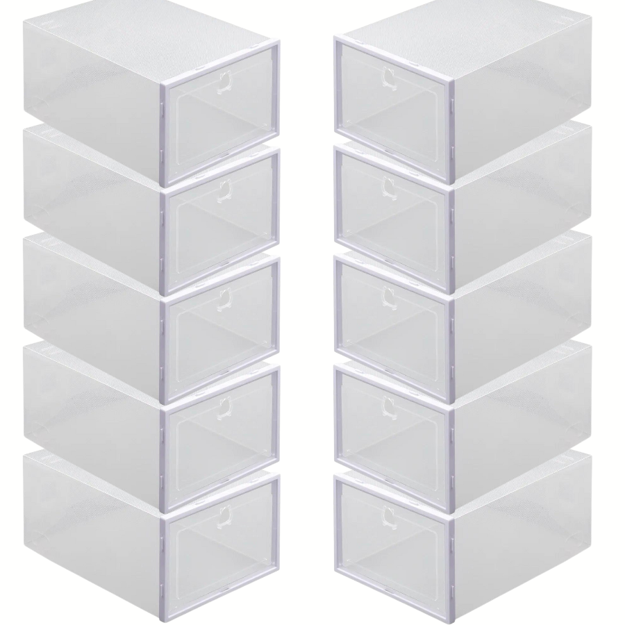 Коробки пластиковые для хранения обуви 10 шт. 33х23х14 см Белый (60104/6)