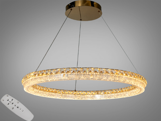 Люстра светодиодная Diasha LED кольцо с пультом 130 Вт Золотой пульт (MD6027/800S-gold)