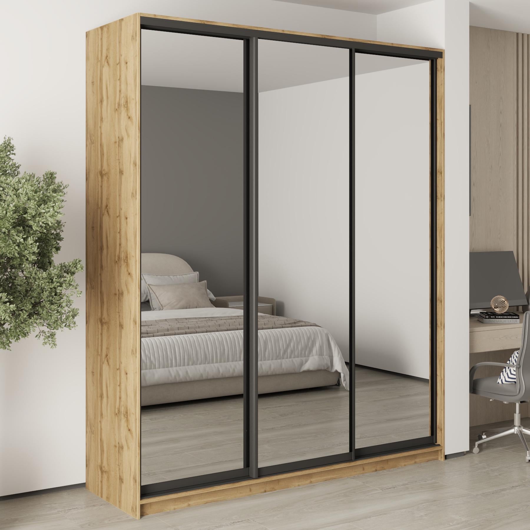 Шкаф-купе трехдверный MebelStar Стандарт BG 3 Зеркала 200x60x240 см Дуб тахо (MBS-8864)