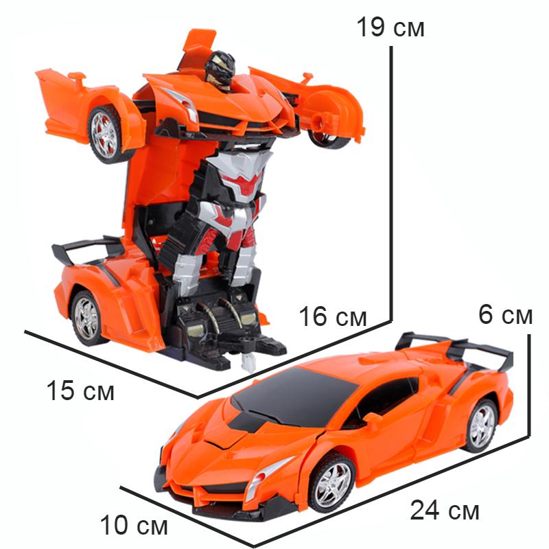 Машинка робот трансформер Автобот Lamborghini Robot Car 1:18 на радиоуправлении с пультом Оранжевый (V 3950) - фото 6