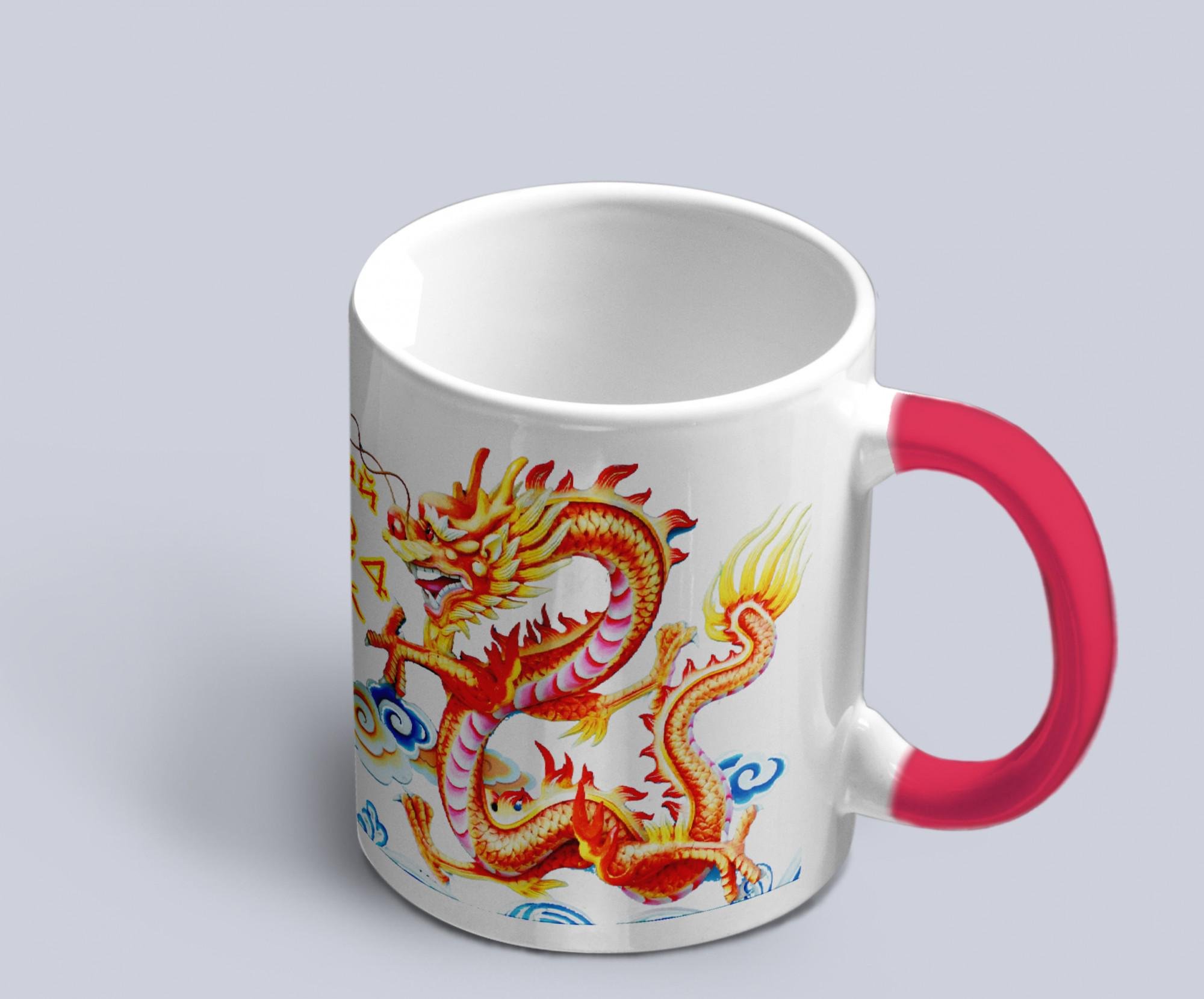 Чашка хамелеон с принтом китайского дракона символа года "Новий 2024 Рік" Красный (02020315058)