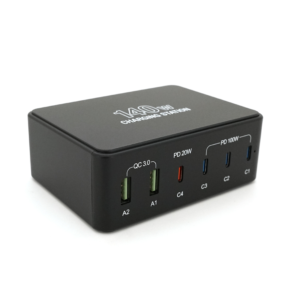Зарядная станция V-118H 140W 2USB+4Type-C DC 5V/3A 9V/3A 12V/3A 15V/3A 20V/5A (YUT_V6655)
