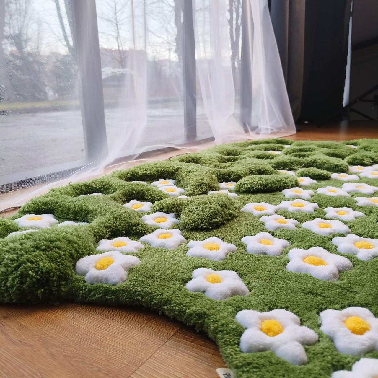 Килим ручної роботи з об'ємним візерунком Ромашкове поле 50х50 см - фото 7 Килим ручної роботи з об'ємним візерунком Ромашкове поле 50х50 см - фото 7