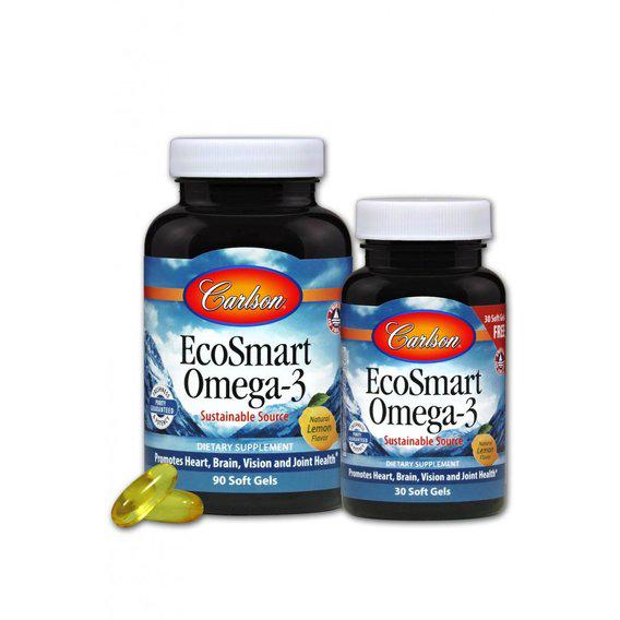 Омега 3 Carlson Labs EcoSmart Omega-3 90+30 Soft Gels Lemon