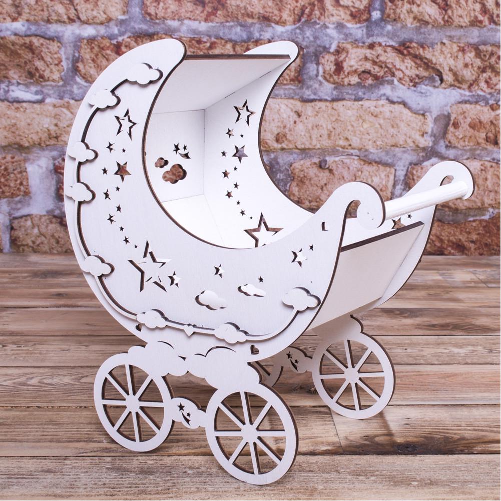 Деревянная коляска со звездами (4494-1)