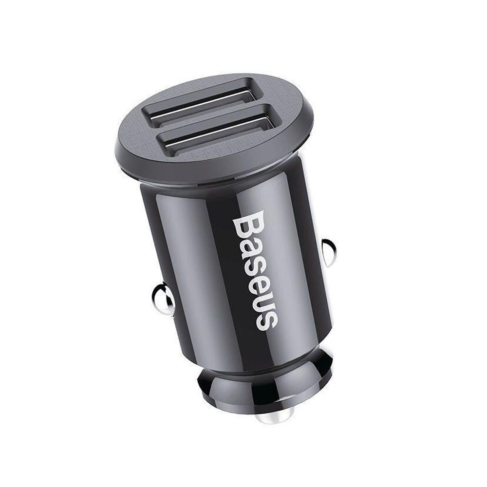 Зарядний пристрій автомобільний Baseus Grain Car Charger 3.1 A dual-USB Black (05955) - фото 1 Зарядний пристрій автомобільний Baseus Grain Car Charger 3.1 A dual-USB Black (05955) - фото 1