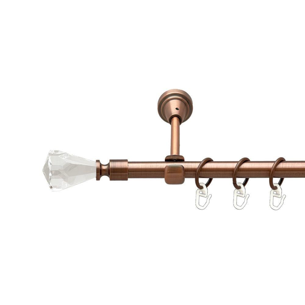 Карниз металлический Orvit Лучетта однорядный открытый/гладкая труба/кольцо металлическое Медь 16 мм 200 см (00-00019352)