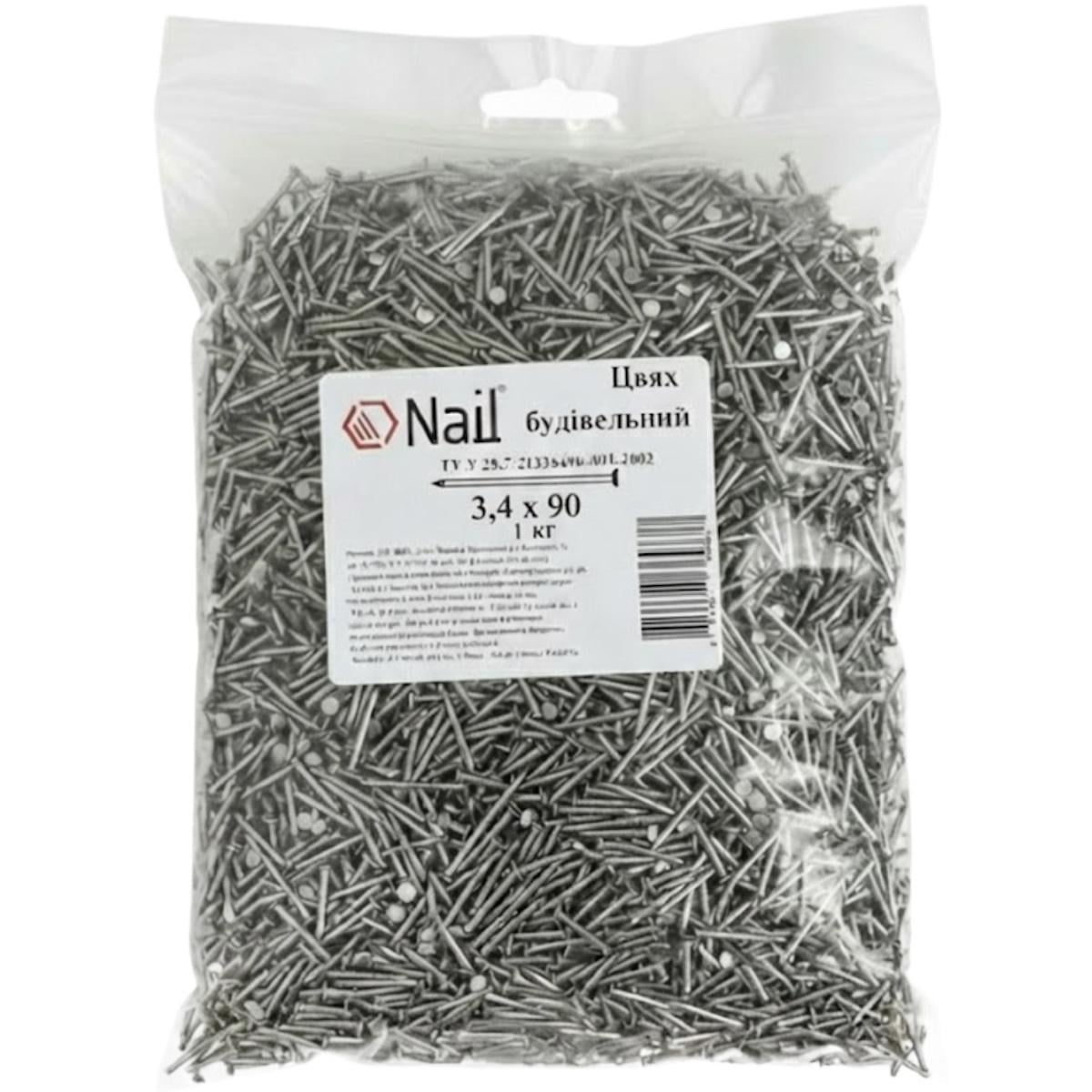 Гвозди строительные Nail 3,4х90 DIN 1151 бп упаковка 1 кг (405191) Гвозди строительные Nail 3,4х90 DIN 1151 бп упаковка 1 кг (405191)