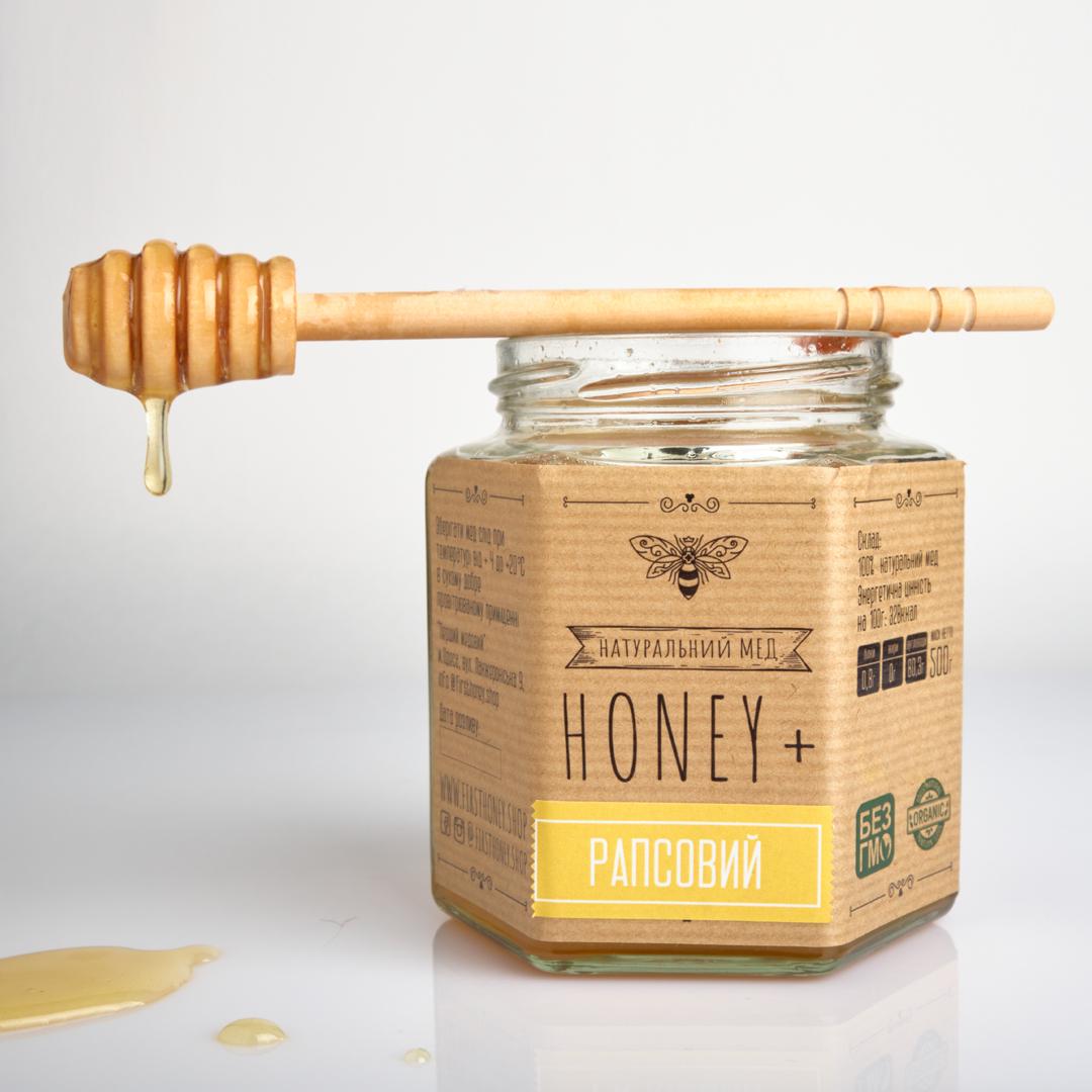 Мед натуральный Honey+ Natural рапсовый 500 г Мед натуральный Honey+ Natural рапсовый 500 г