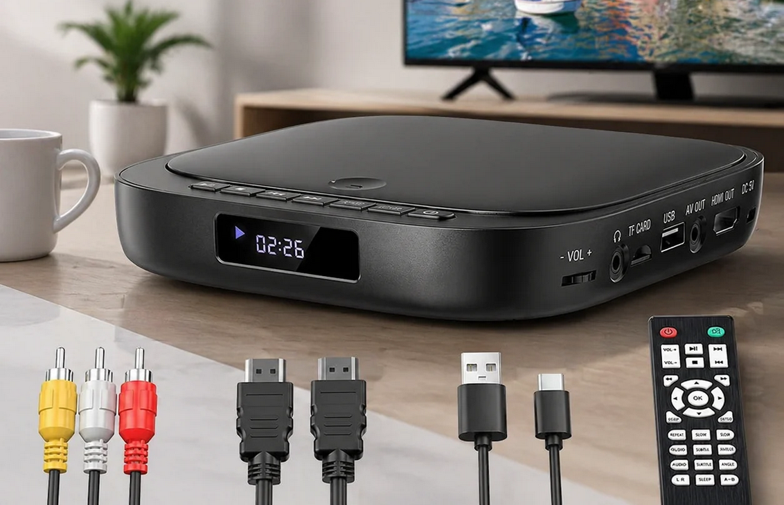 Плеер Desobry HDMI DVD 1080P HD для Smart TV/USB/TF/AV Черный (3026383209)