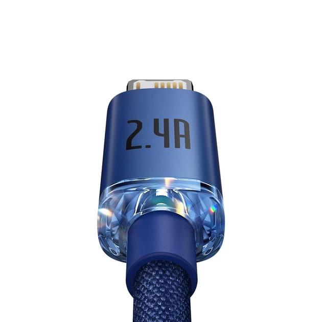 Кабель BASEUS Crystal Shine Series USB For Lightning быстрая зарядка 2,4 A 2 м Blue (CAJY000103) - фото 9