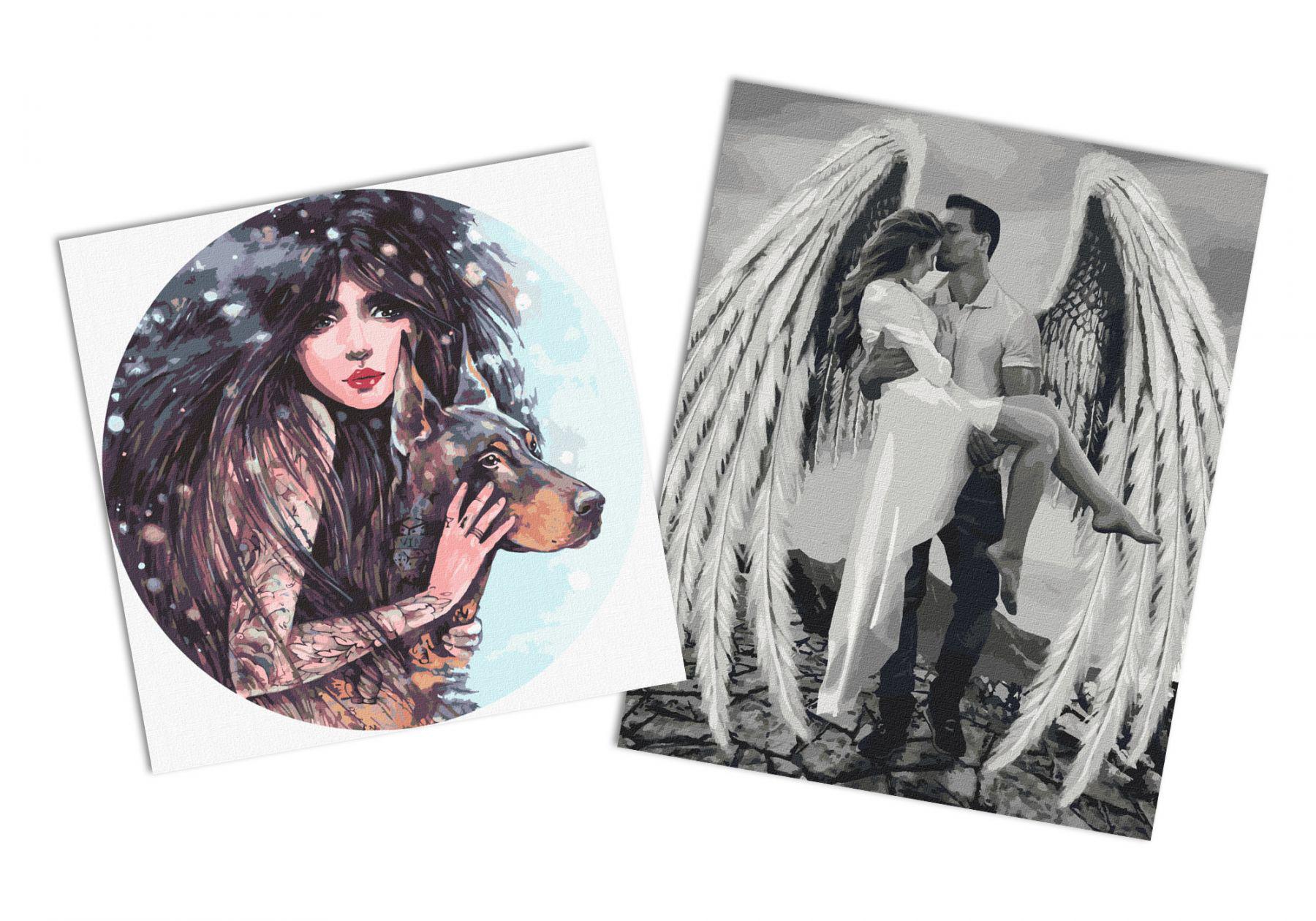 Набор картин по номерам Идейка 2в1 Мой ангел-хранитель 40x50 см KHO4511 и Дикая воля 40x40 см KHO4937 (CKHO1137)