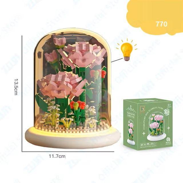 Конструктор LOZ Квіти гвоздика в колбі з підсвіткою 770 деталей (374) - фото 4