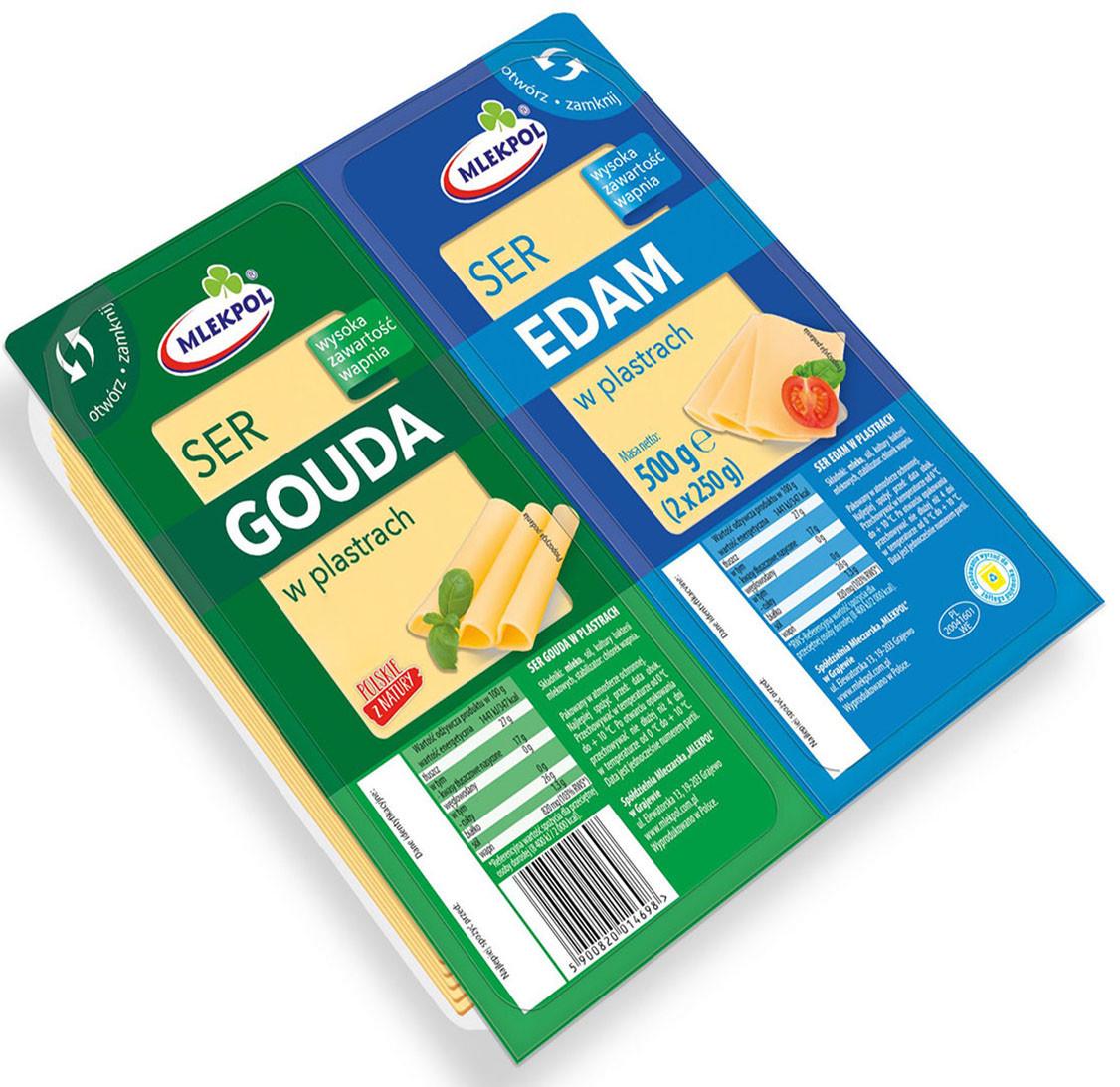 Сыр нарезанный Mlekpol Gouda/Edam 2х250 г (1474816610) - фото 2