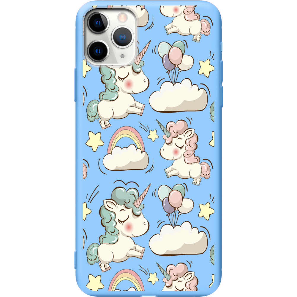 Чехол Boxface iPhone 11 Pro Unicorns Голубой силикон (38189-cc2-43045)
