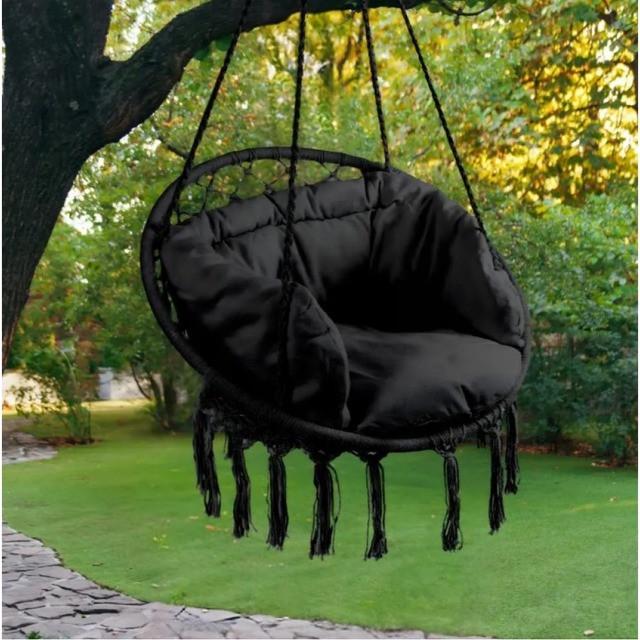 Кресло-качели подвесное бразилийское Bonro B-092-3 с большой подушкой 120 кг Черный (2856568260)