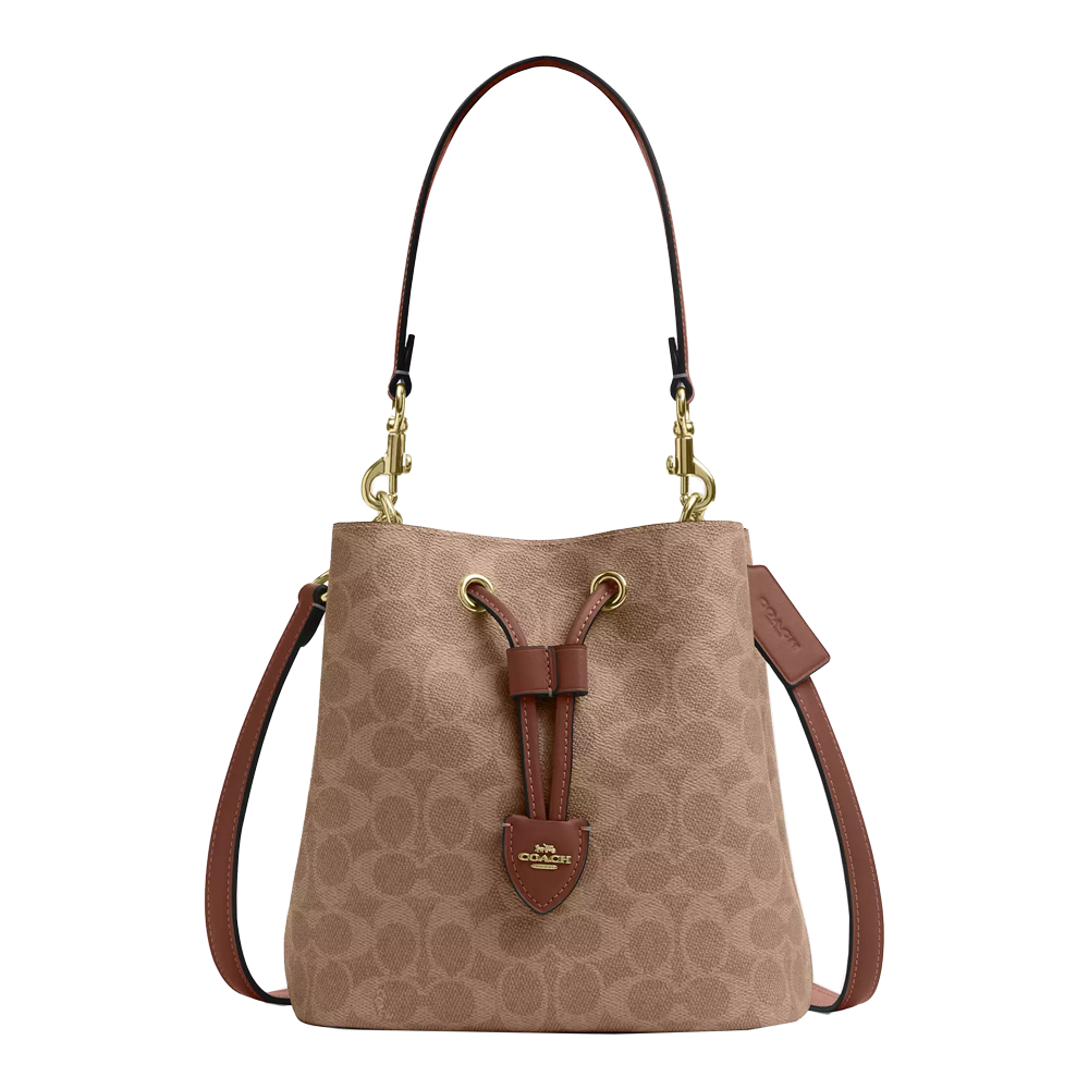 Сумка женская Coach Rowan Bucket Bag In Signature Canvas Im/Tan/Brown (CH17)