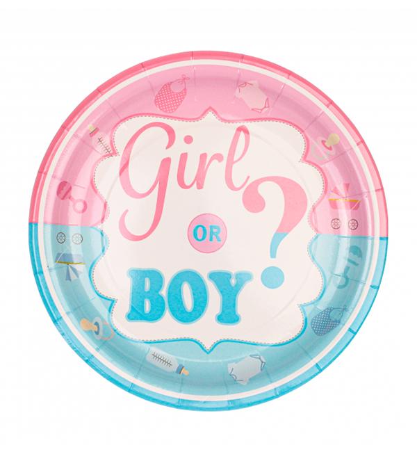 Бумажные тарелки Boy or girl? 18 см 8 шт. (514136)