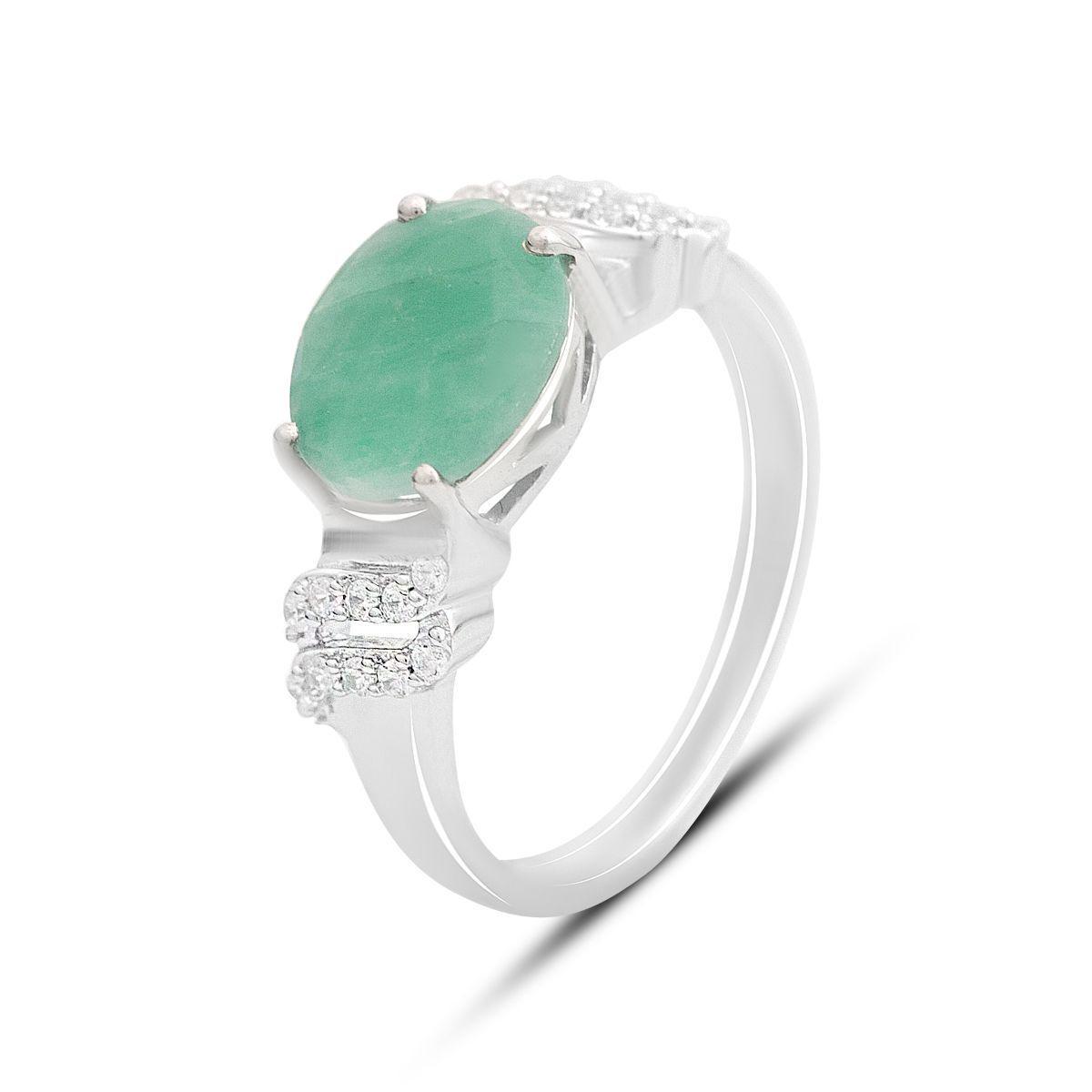 Кільце срібне Tiva з натуральним смарагдом та фіанітами 3,158 ct 3,1 г р. 18 (2161998)