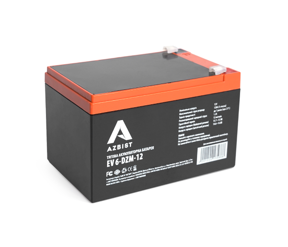 Аккумуляторная батарея AZBIST AGM 6-DZM-12 12V 12 Ah F2 Black (EV6-DZM-12-F2B)