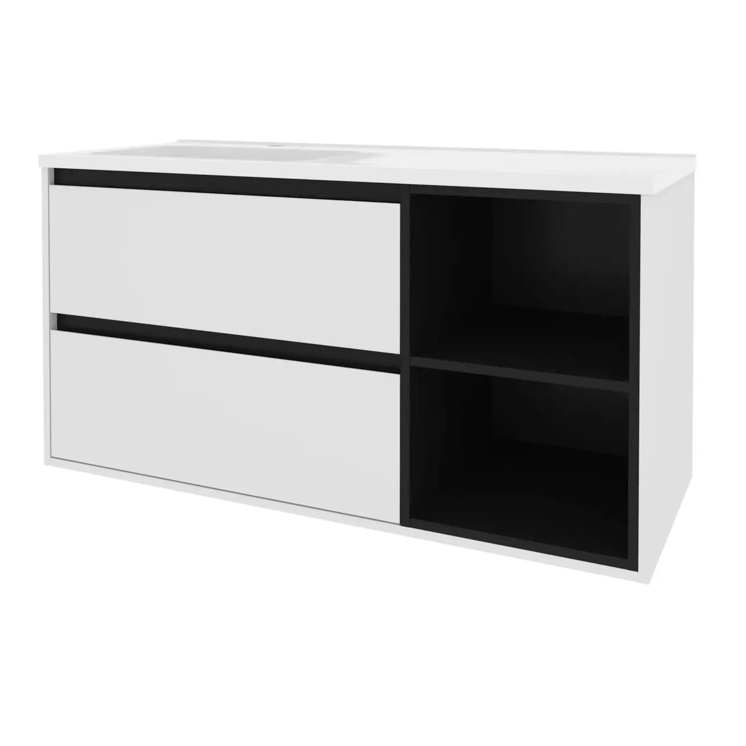Тумба для ванной Van Mebles Айрис 1200x480 L подвесная с умывальником Родео 120 Белый (MRT-000008240)