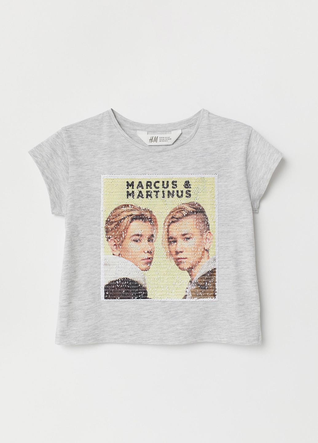 Футболка H&M р. 104 см Сірий (25067064648)