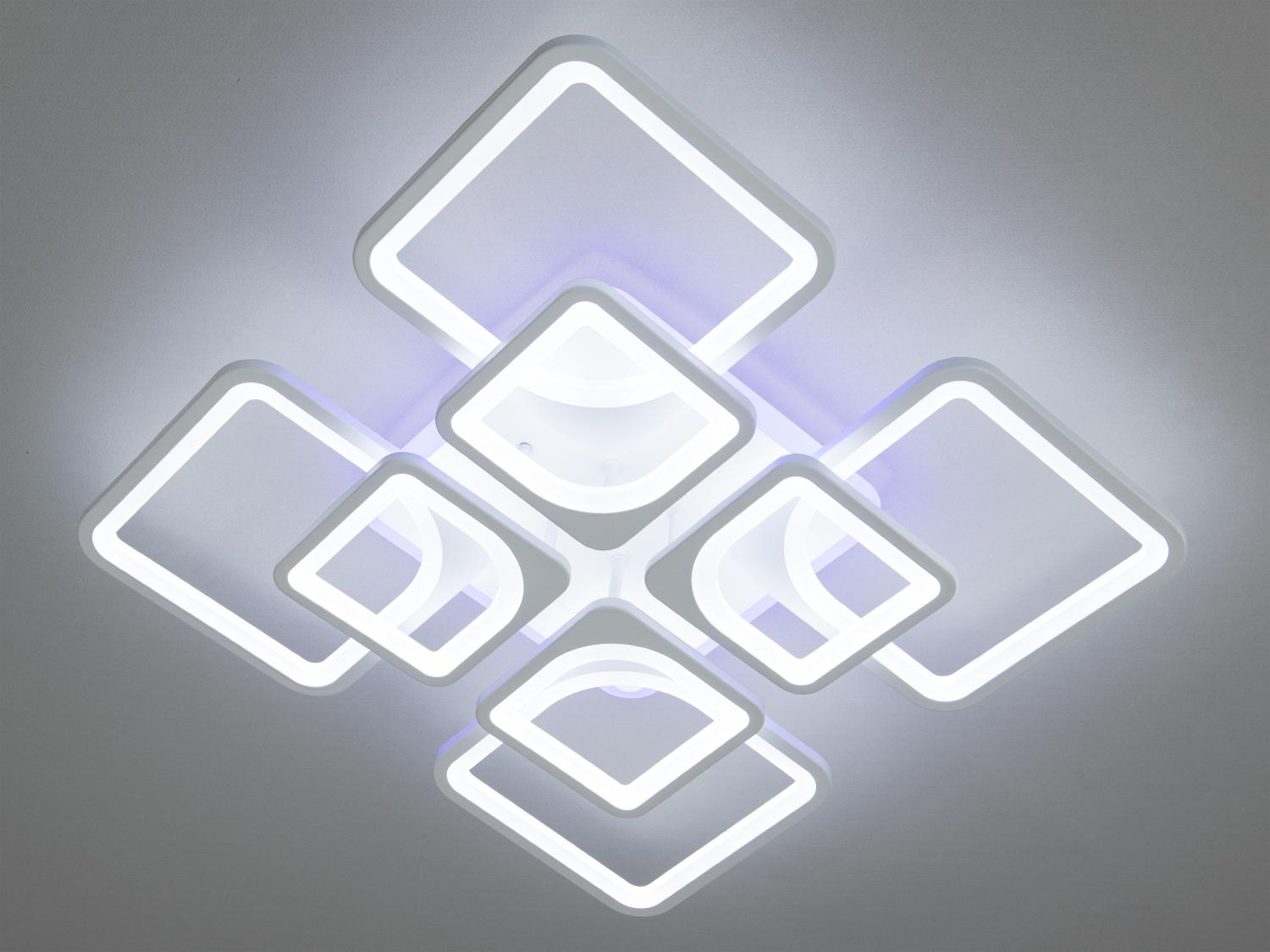 Люстра светодиодная потолочная 8060-4+4WH-LS с пультом диммером и подсветкой 150W на 21 м2 (1436485302) - фото 2 Люстра светодиодная потолочная 8060-4+4WH-LS с пультом диммером и подсветкой 150W на 21 м2 (1436485302) - фото 2