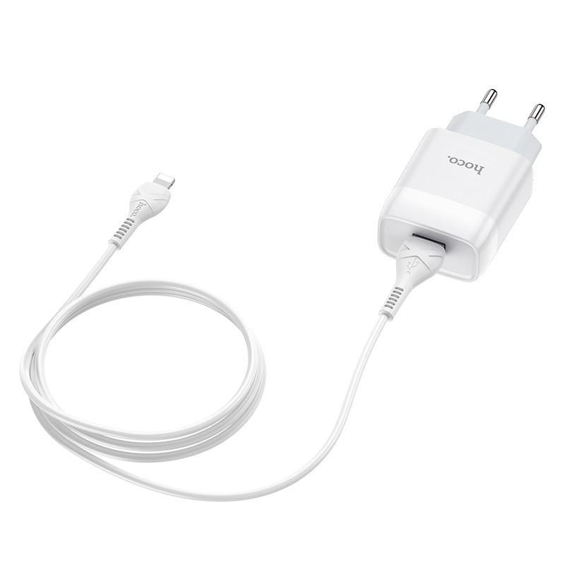 Зарядное устройство Hoco C72A кабель Lightning 2.1 A White (48254f4b) Зарядное устройство Hoco C72A кабель Lightning 2.1 A White (48254f4b)
