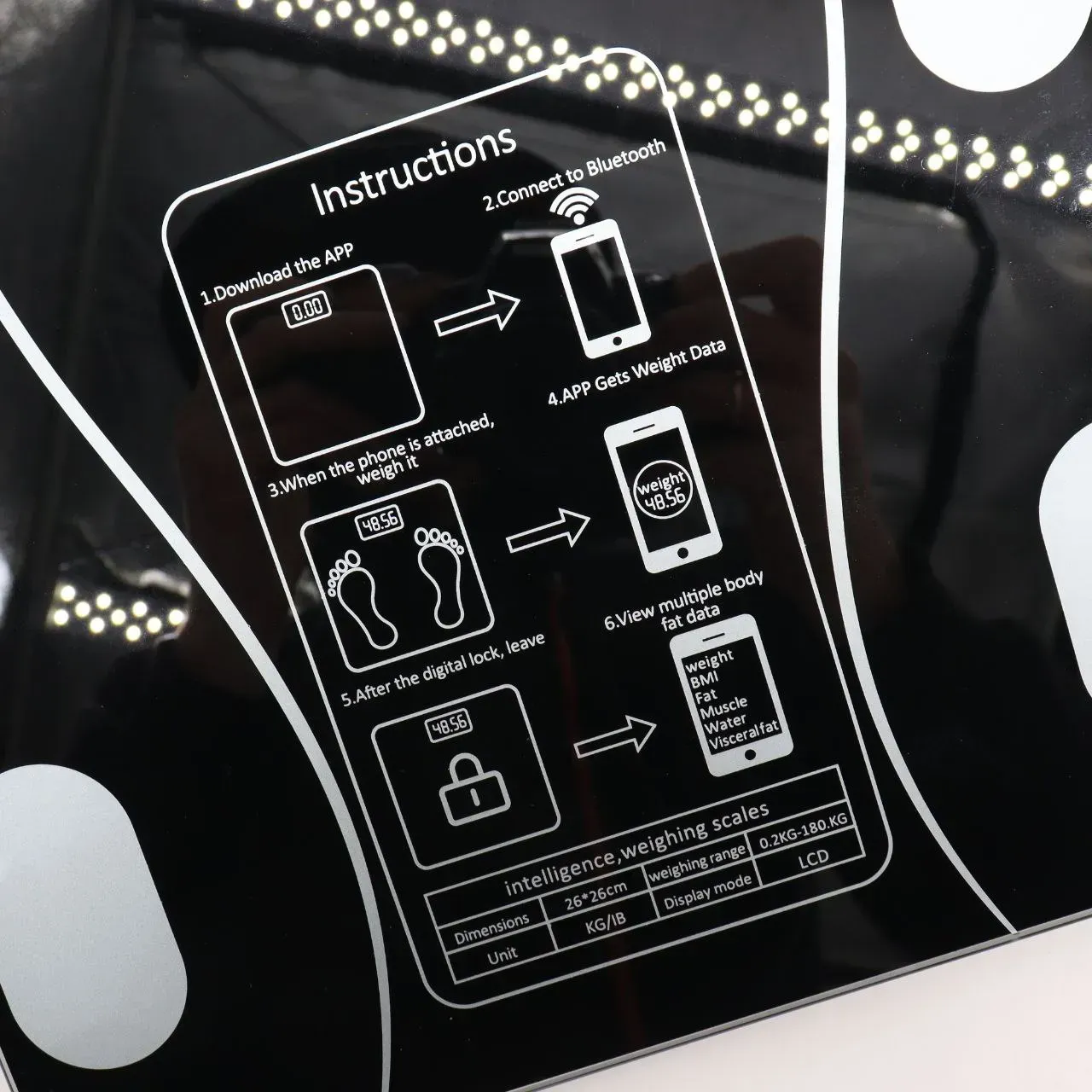 Ваги до 180 кг з Bluetooth Чорний (25645370) - фото 4 Ваги до 180 кг з Bluetooth Чорний (25645370) - фото 4