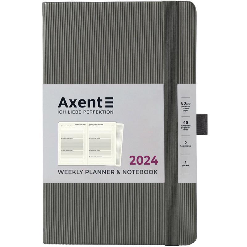 Еженедельник 2024 Axent Partner Lines 125х195 мм 96 л Серый (8515-24-03-A) Еженедельник 2024 Axent Partner Lines 125х195 мм 96 л Серый (8515-24-03-A)