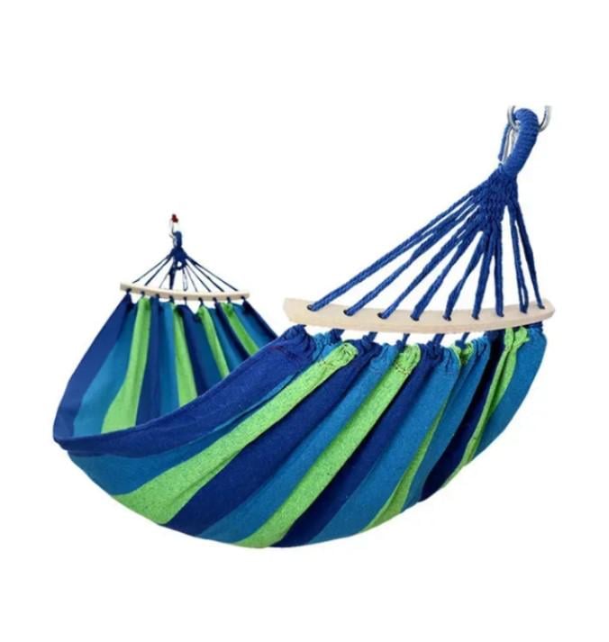 Гамак тканевый с деревянной планкой 200х80 см Синий (VP-750)