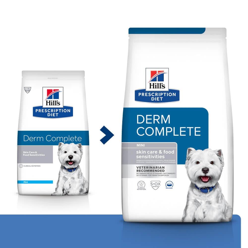 Корм для собак Hill’s Prescription Diet Derm Complete Mini малых пород при пищевой аллергии и атопическом дерматите с рисом и яйцом 1 кг - фото 3 Корм для собак Hill’s Prescription Diet Derm Complete Mini малых пород при пищевой аллергии и атопическом дерматите с рисом и яйцом 1 кг - фото 3