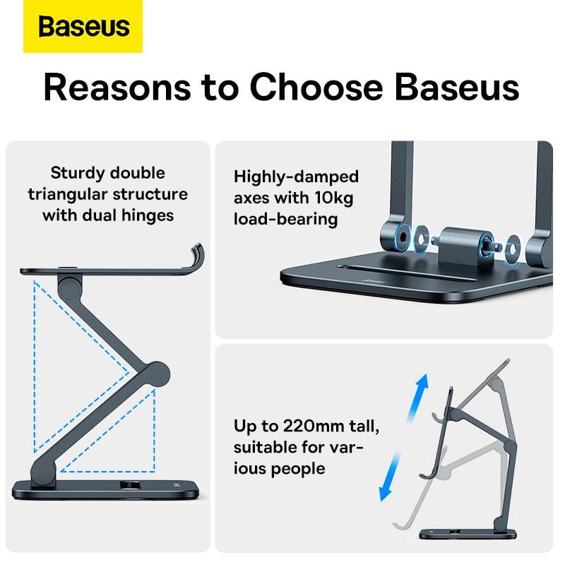 Держатель для телефона в авто BASEUS LUSZ000013 Desktop Biaxial Foldable Metal Stand (575675) - фото 13