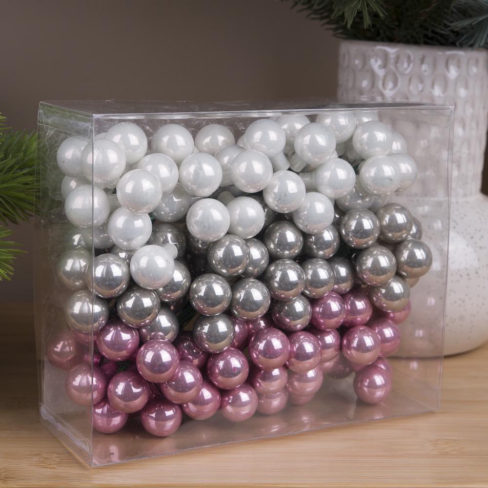 Шары новогодние на проводе из стекла в коробке Розовый (2603-14)