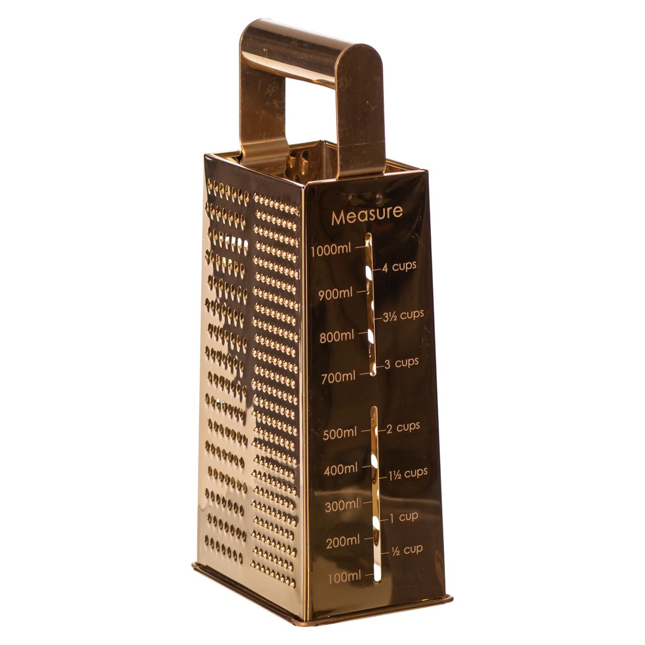 Терка ручная четырехсторонняя кухонная из нержавейки 11x8x24 см Золотистый (HP-8-12) - фото 4 Терка ручная четырехсторонняя кухонная из нержавейки 11x8x24 см Золотистый (HP-8-12) - фото 4